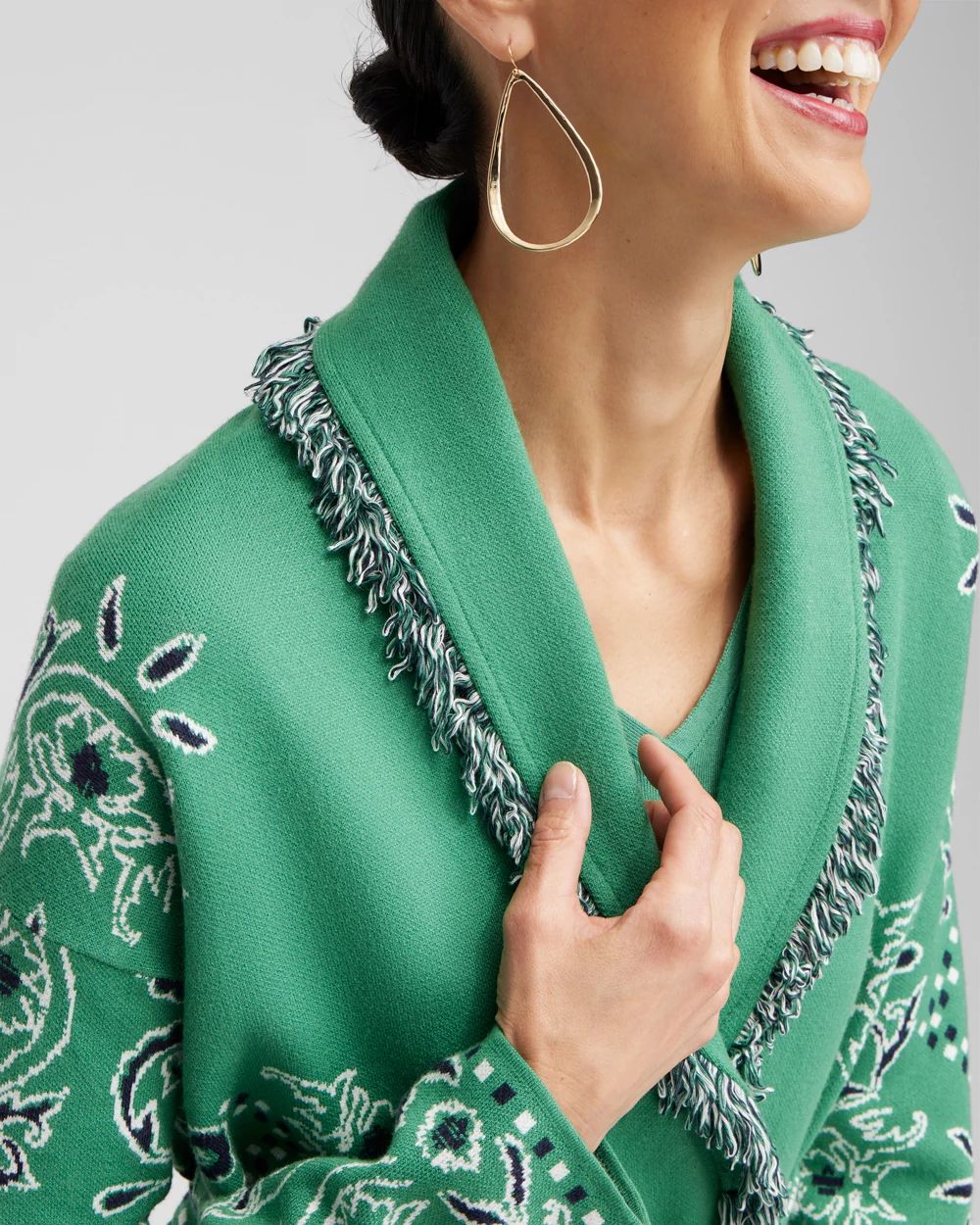 Fringe Bandana Print Cardigan | Chico's